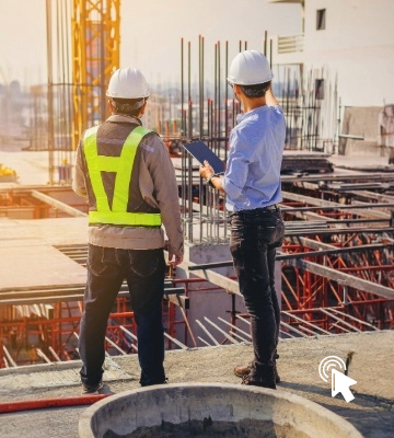 Two constructing workers on a job site